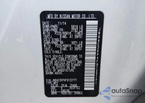 2015 Nissan Quest Sv from USA, damaged, VIN JN8AE2KP4F9122171